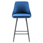 BTExpert Chacha Velvet Blue barstools Upholstered Modern Counter height One Stool Bar Chair -One