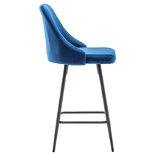 TWO - Chacha Velvet Blue barstools Upholstered Modern Counter height Stool Bar Chairs Set of 2