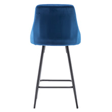 TWO - Chacha Velvet Blue barstools Upholstered Modern Counter height Stool Bar Chairs Set of 2