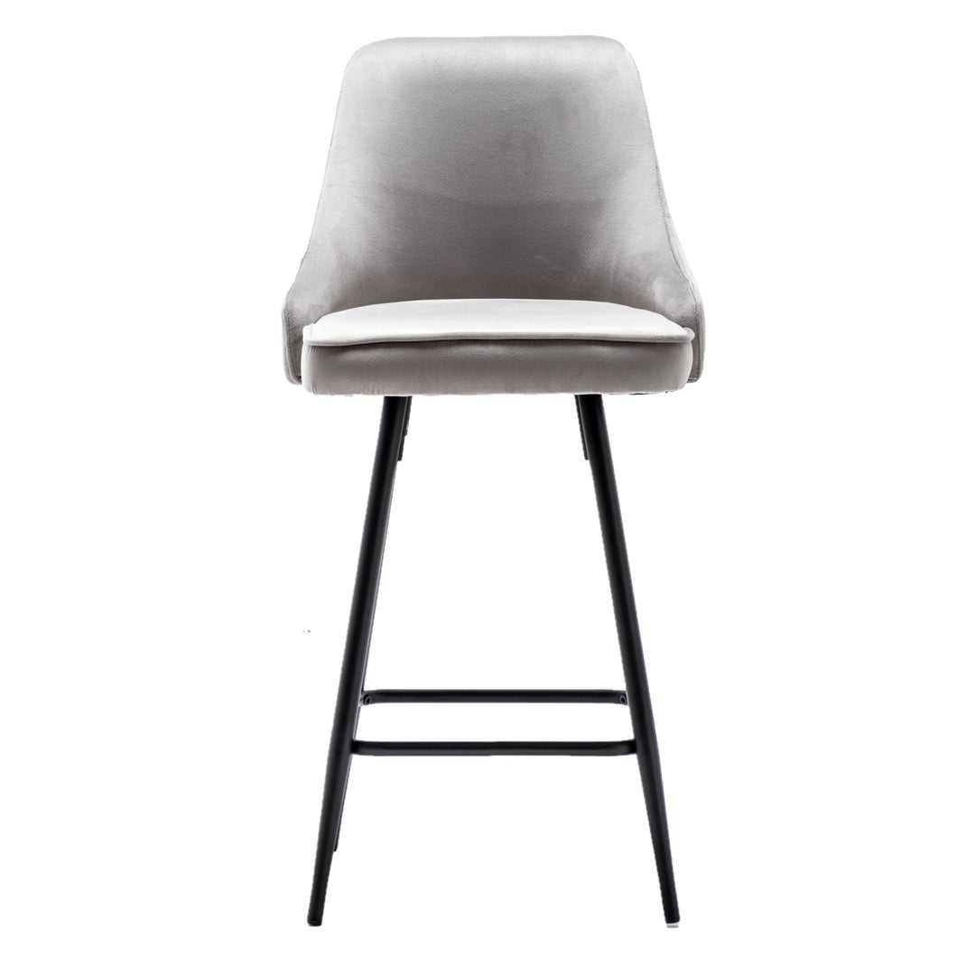 BTExpert Tasleem Velvet Gray Tufted Upholstered Counter Barstool Modern Stool Bar Chair -One