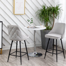 BTExpert Tasleem Velvet Gray Tufted Upholstered Counter Barstool Modern Stool Bar Chair -One