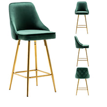 BTExpert Barstools Green Rahima Tufted Upholstered Modern Stool Bar Chair -One
