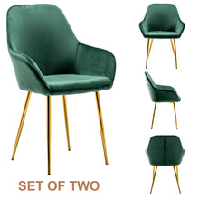 NEW - TWO Tasmia Velvet Emerald Green Accent Bucket Upholstered Dining Chairs Set of 2