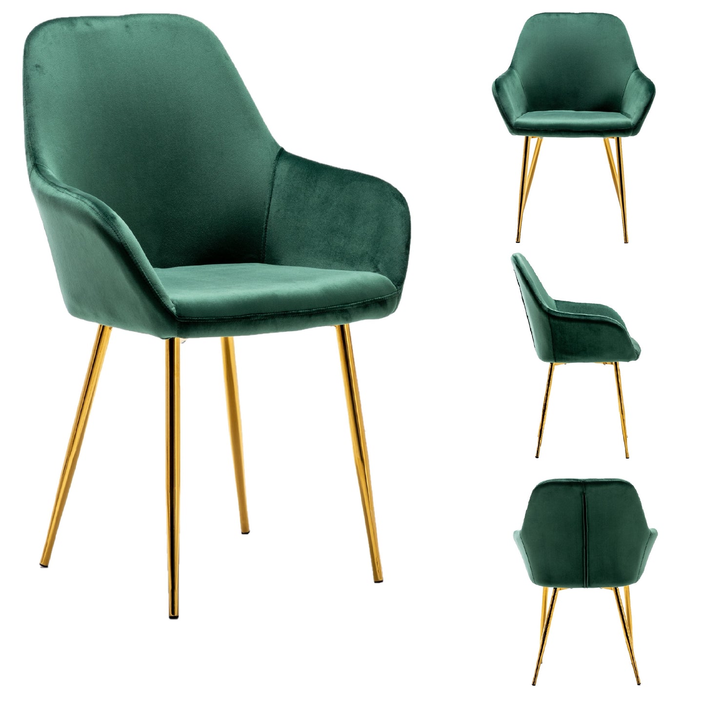 BTExpert Tasmia Velvet Emerald Green Accent Bucket Counter Height Upholstered Dining Chair -One