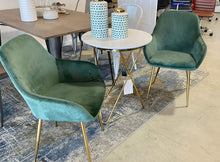 NEW - TWO Tasmia Velvet Emerald Green Accent Bucket Upholstered Dining Chairs Set of 2