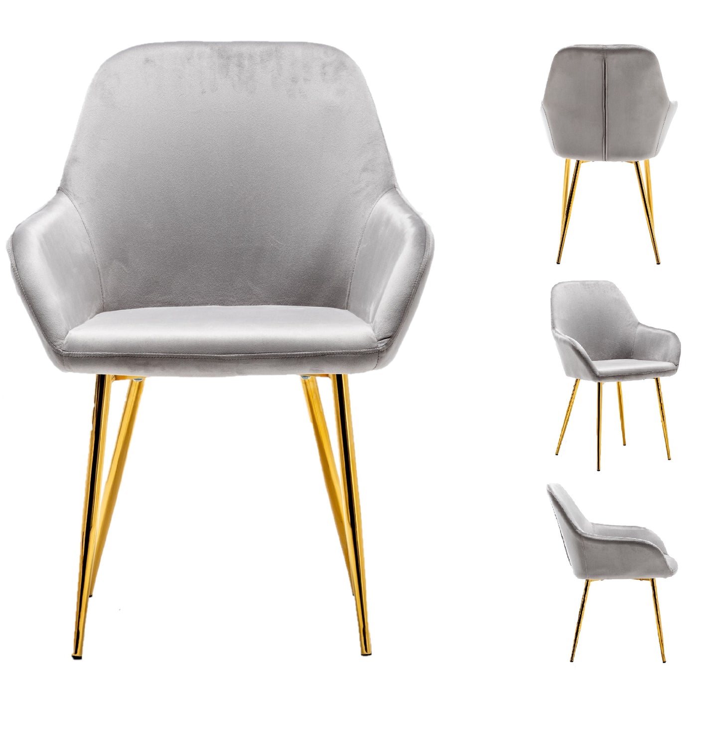 BTExpert Sarah Metallic Gray Accent Bucket Upholstered Modern Dining Chair