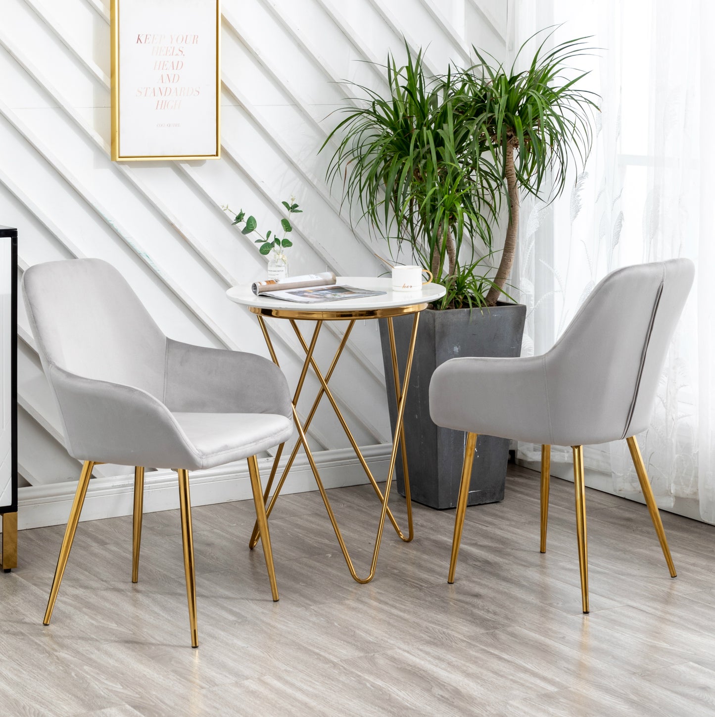 BTExpert Sarah Metallic Gray Accent Bucket Upholstered Modern Dining Chair