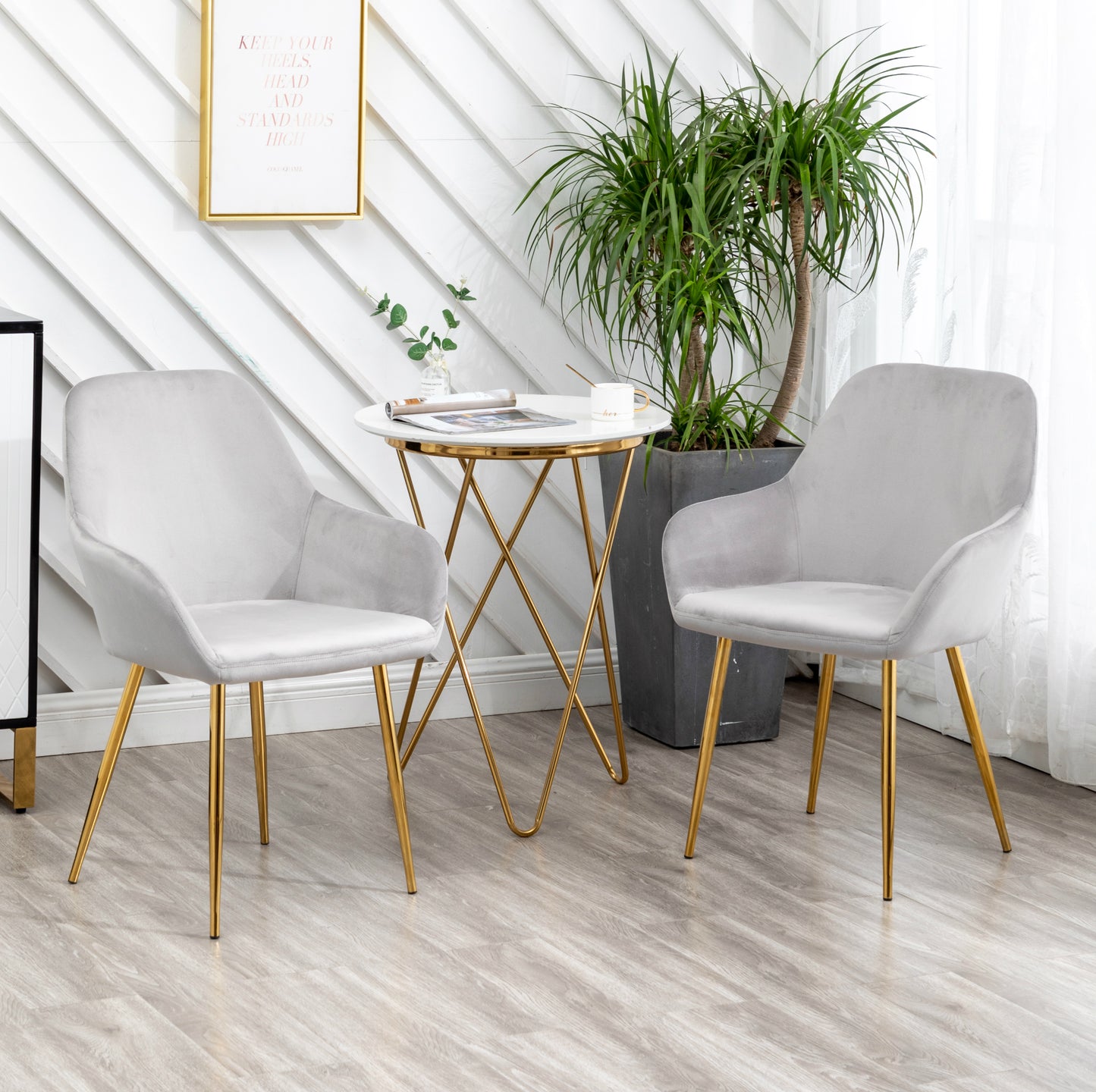 BTExpert Sarah Metallic Gray Accent Bucket Upholstered Modern Dining Chair