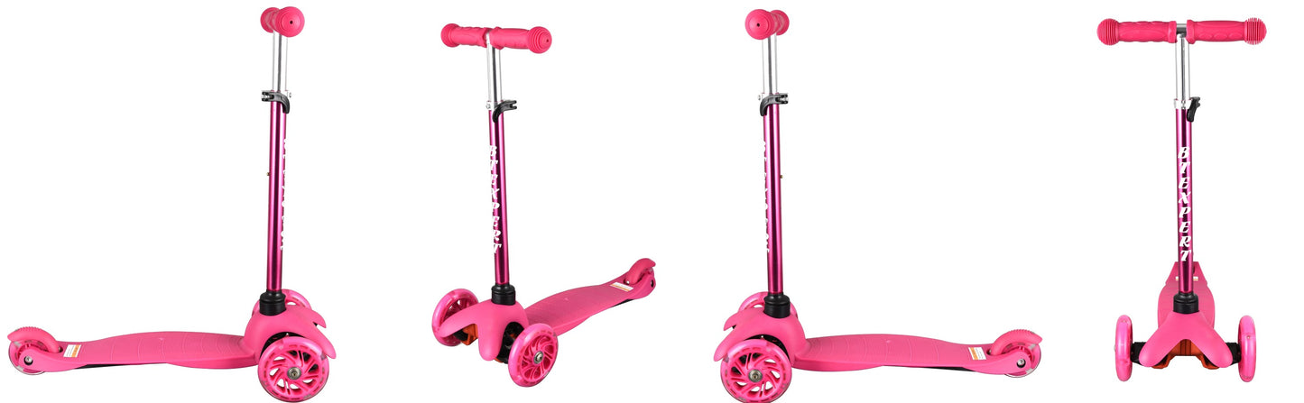 BTEXPERT Indoor Outdoor Height Adjustable and T-Bar Kids Mini Kick Scooter LED 3 Lights Wheels Ages 3 YEARS AND UP