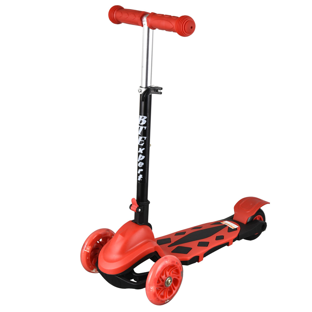 Kids Foldable Kick Scooter 3 Wheels LED lights 4 Adjustable Heights and T-Bar Boys and Girls Ages 3-5