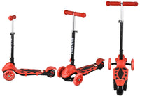 Kids Foldable Kick Scooter 3 Wheels LED lights 4 Adjustable Heights and T-Bar Boys and Girls Ages 3-5