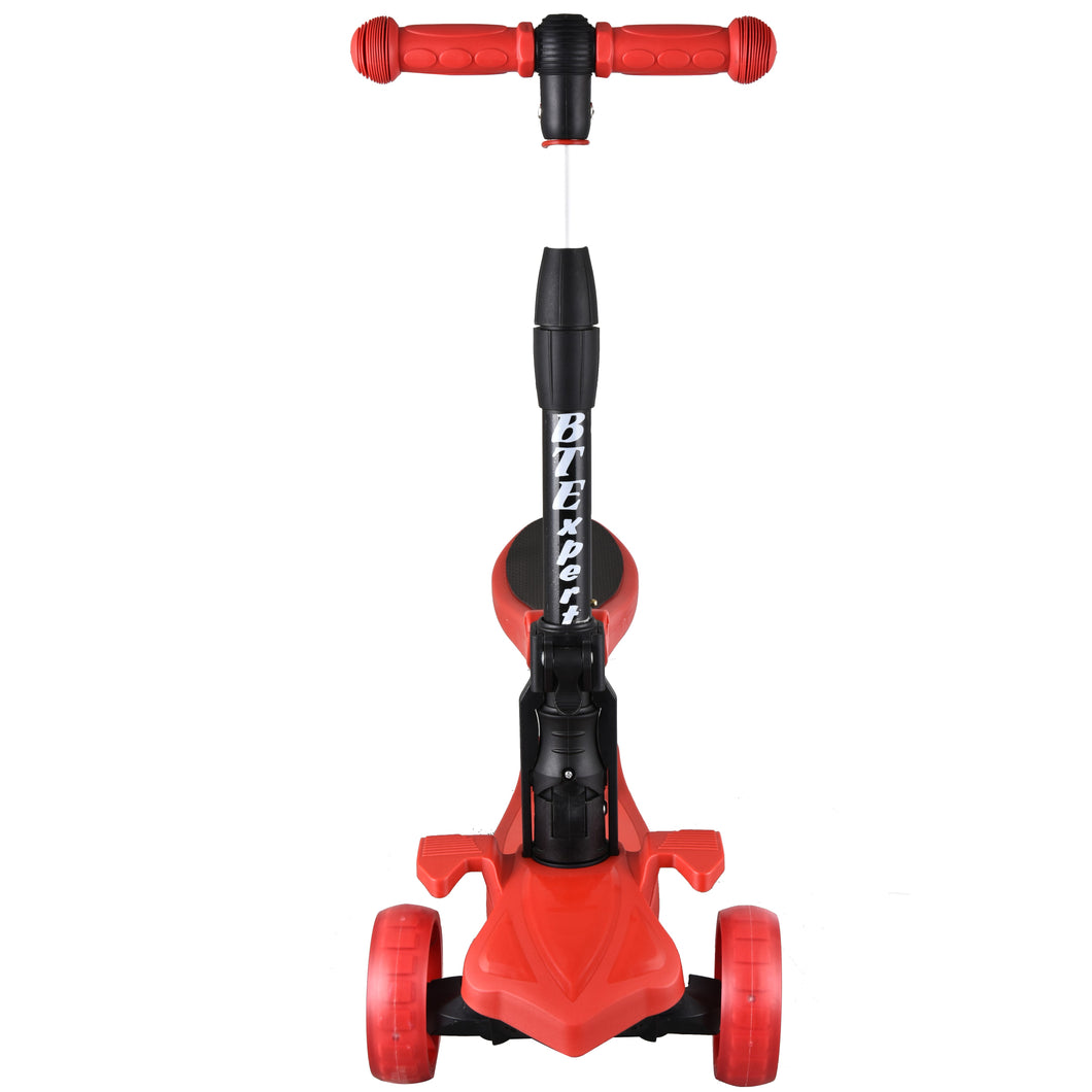 Kids Foldable Kick Scooter 3 Wheels Removable Seat LED lights 4 Adjustable Heights and T-Bar Boys and Girls Ages 3-5