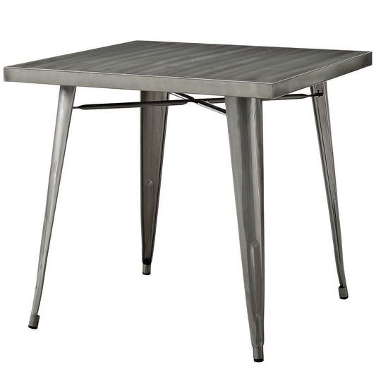 Industrial Antique Distressed Steel Metal Dining Square