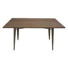 Industrial Antique Distressed Rustic Steel Metal Dining Rectangle Wood Table