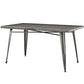 BTExpert Commercial Grade Indoor-Outdoor Industrial Rectangular Metallic Dining Table, Antique