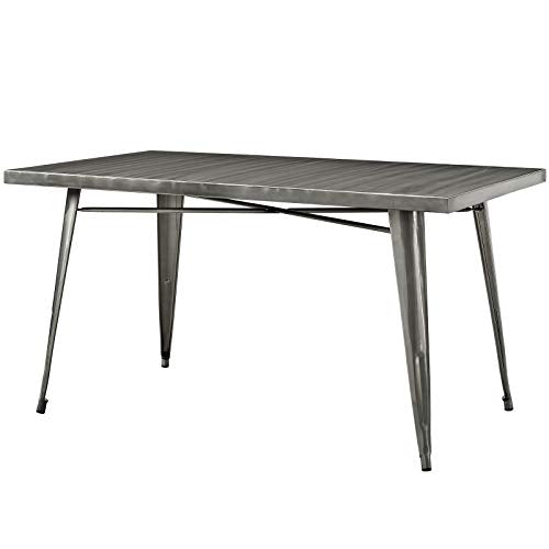 BTExpert Commercial Grade Indoor-Outdoor Industrial Rectangular Metallic Dining Table, Antique