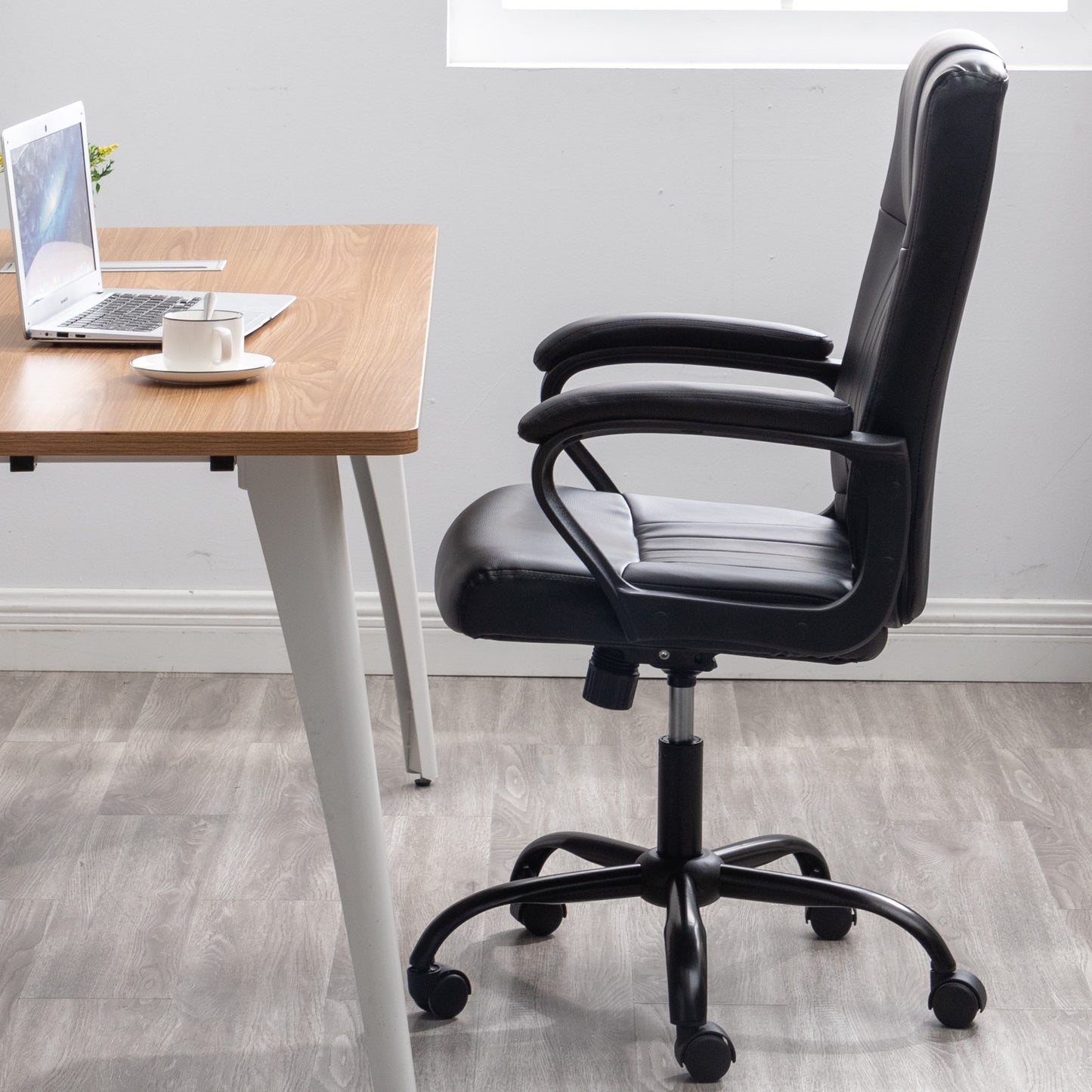 Office Desk Faux Leather Lumbar Support Conference Executive Chair