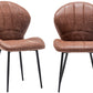 BTEXPERT Bucket Upholstered Antique Brown PU Leather Accent Dining Chair - Set of 2