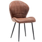 BTEXPERT Bucket Upholstered Antique Brown PU Leather Accent Dining Chair - Set of 2