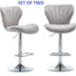 BTExpert Modern Nedaa Velvet Adjustable 36–44" High Back Bar Stools Grey Upholstered - Set of 2