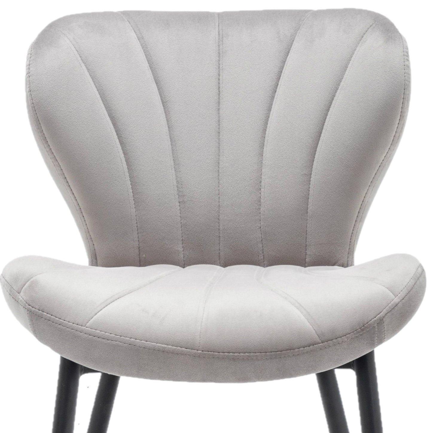 BTEXPERT Upholstered Modern Premium Grey Velvet Accent Dining Chair - Set of 2