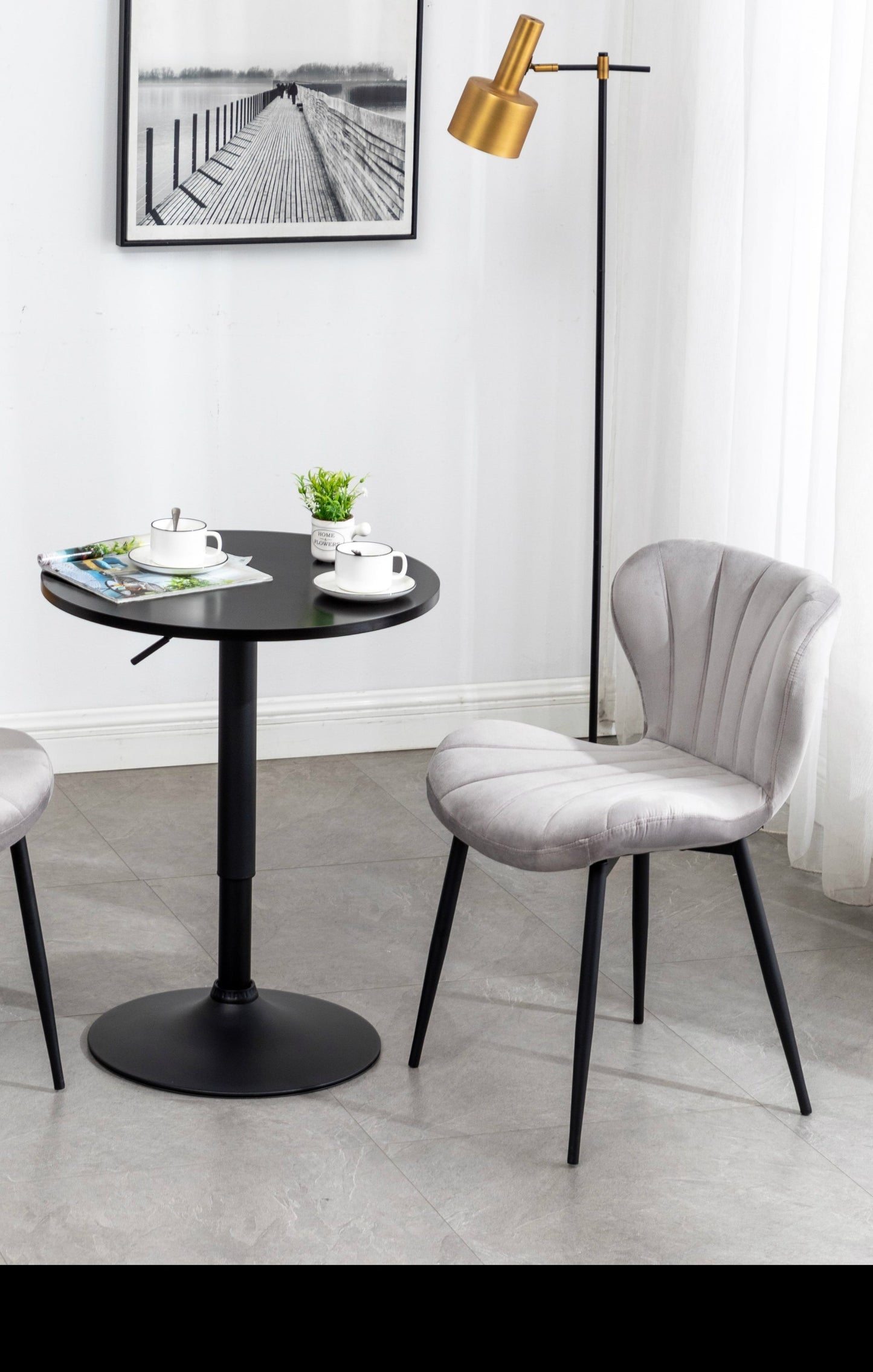 BTExpert Upholstered Modern Grey Velvet Accent Dining Chair