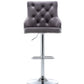 BTExpert Upholstered Dining Adjustable Seat, High Back Stool Bar Chair Gray Tufted - Set of 2