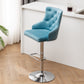 BTExpert Upholstered Dining Adjustable Seat, High Back Stool Bar Chair Teal Tufted Barstool