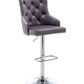 BTExpert Upholstered Dining Adjustable Seat, High Back Stool Bar Chair Gray Tufted - Set of 2