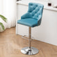 BTExpert Upholstered Dining Adjustable Seat, High Back Stool Bar Chair Teal Tufted Barstool