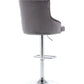 BTExpert Upholstered Dining Adjustable Seat, High Back Stool Bar Chair Gray Tufted - Set of 2