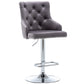 BTExpert Upholstered Dining Adjustable Seat, High Back Stool Bar Chair Gray Tufted - Set of 2