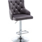 BTExpert Upholstered Dining Adjustable Seat, High Back Stool Bar Chair Gray Tufted - Set of 2