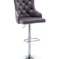 BTExpert Upholstered Dining Adjustable Seat, High Back Stool Bar Chair Gray Tufted - Set of 2