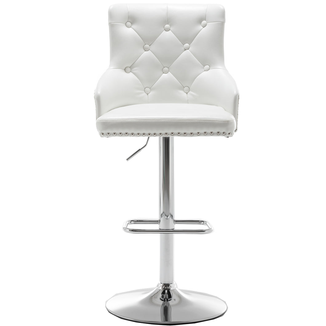 BTEXPERT Plush Velvet Adjustable 360 Swivel High Back Stool Bar