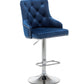 BTEXPERT Upholstered Dining  Adjustable Seat, High Back Stool Bar Chairs Blue Tufted