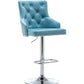 BTExpert Upholstered Dining Adjustable Seat, High Back Stool Bar Chair Teal Tufted Barstool