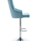 BTExpert Upholstered Dining Adjustable Seat, High Back Stool Bar Chair Teal Tufted Barstool