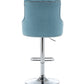 BTExpert Upholstered Dining Adjustable Seat, High Back Stool Bar Chair Teal Tufted Barstool