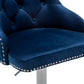 BTEXPERT Upholstered Dining  Adjustable Seat, High Back Stool Bar Chairs Blue Tufted