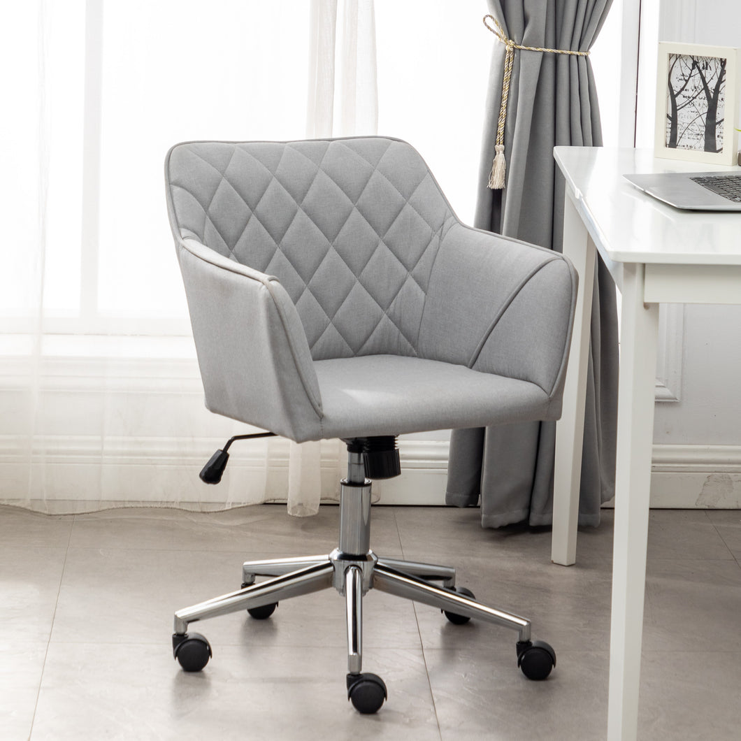 Impressions Michelle Tufted Vanity Chair with 360 Degree Swivel, Button Design Desk Seat with Five Non Marking Caste (Cool Gray)