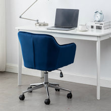 Executive Chair Blue Bucket Office 360 Swivel Diamond Tufted Plush Make-Up Vanity Office Job