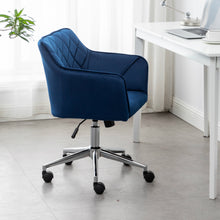 Executive Chair Blue Bucket Office 360 Swivel Diamond Tufted Plush Make-Up Vanity Office Job