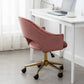 BTExpert Rose Gold Velvet Vanity Office Chair, Plush Elegant Design with Golden Frame
