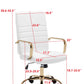 BTEXPERT Ergonomic White Faux Leather Adjustable Home Office Arm Chair Golden Finish