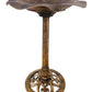 Golden Bronze Lily Leaf Pedestal Outdoor Garden Floral Bird Bath Decoration Accent