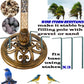 Golden Bronze Lily Leaf Pedestal Outdoor Garden Floral Bird Bath Decoration Accent