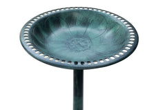 Birdbath Green 28" Height Pedestal Bird Bath Antique Outdoor Garden Vintage Yard Art Resin Fleur de lis Decoration Accents