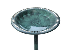 Birdbath Green 28" Height Pedestal Bird Bath Antique Outdoor Garden Vintage Yard Art Resin Fleur de lis Decoration Accents