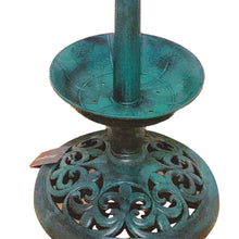 Birdbath Vintage Green Solar Lighted Pedestal Bird Bath Garden Fountain Planter Decoration Accents